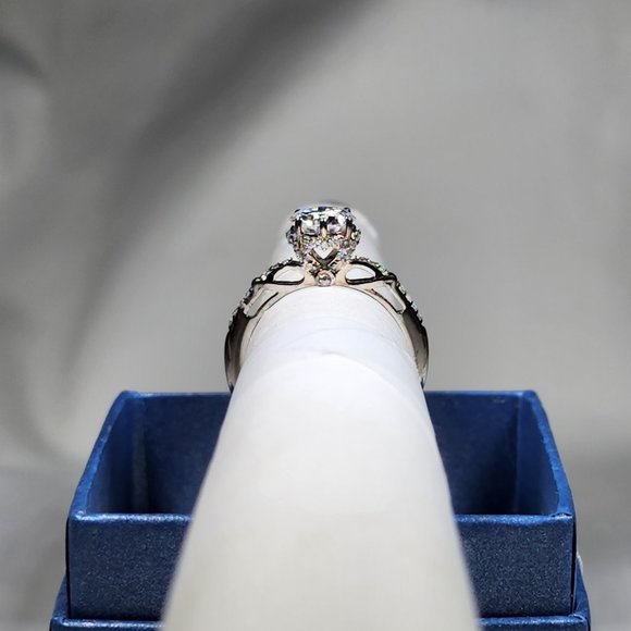 Moissanite fancy engagement/promise ring in Platinum over 925 SS sz 7 1.50 cts - Picture 7 of 7